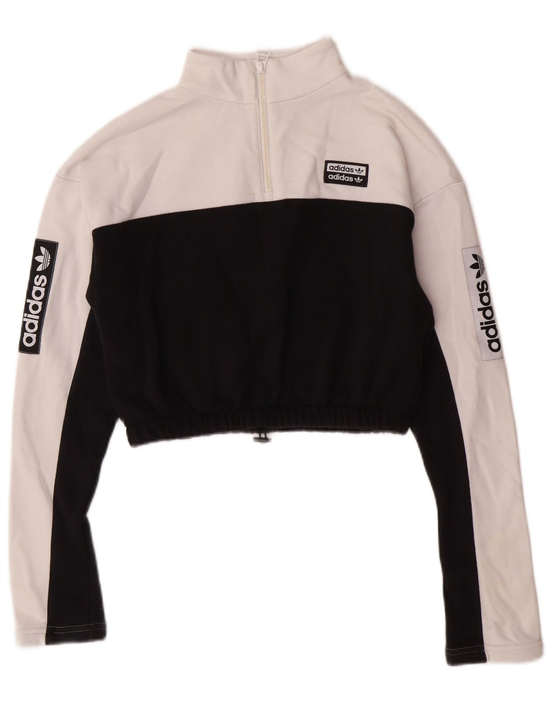 ADIDAS Sweat-shirt court graphique pour femme UK 8 Petit colorblock blanc