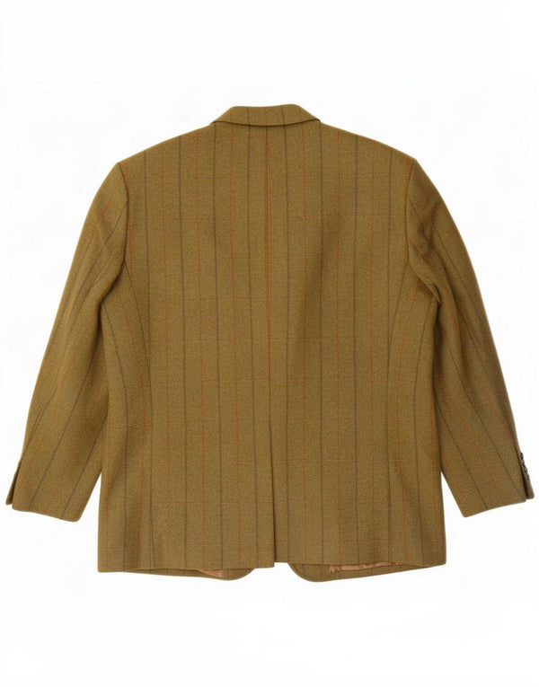 BROOK TAVERNER Mens 3 Button Blazer Jacket UK 42 XL Khaki Pinstripe Wool