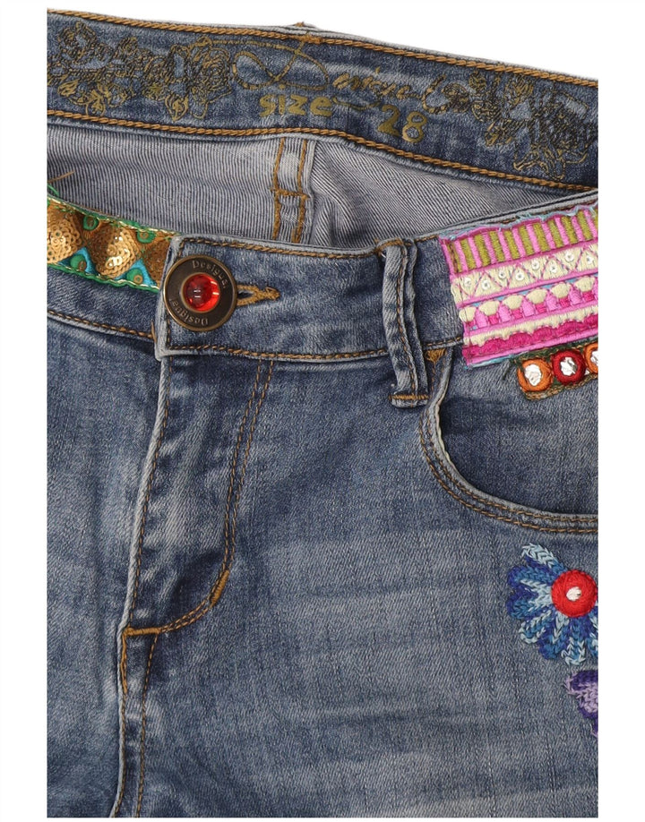 Desigual Jean Bootcut Femme W32 L32 Bleu Floral