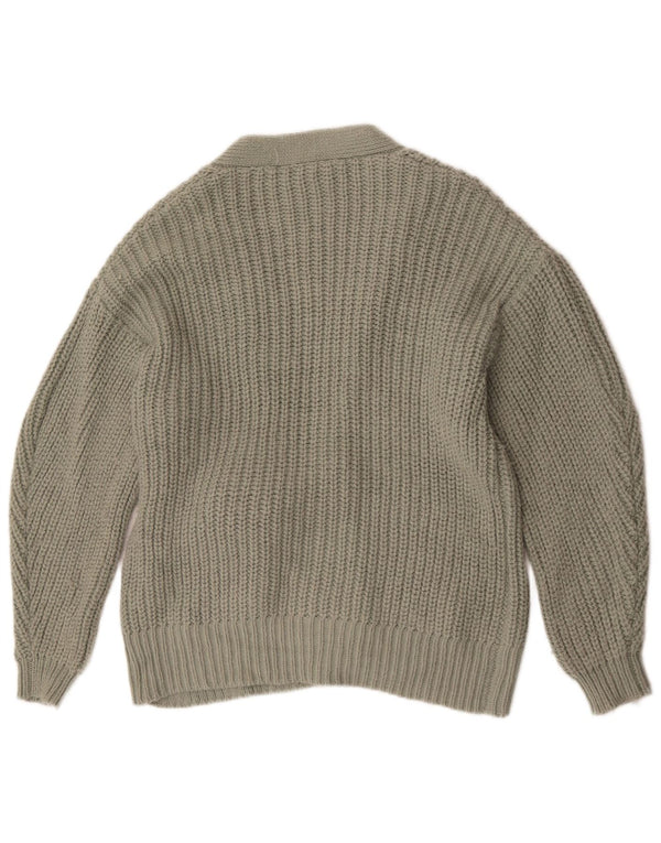 Zara Cardigan surdimensionné à nouer sur le devant pour femme UK 10 Petit acrylique vert