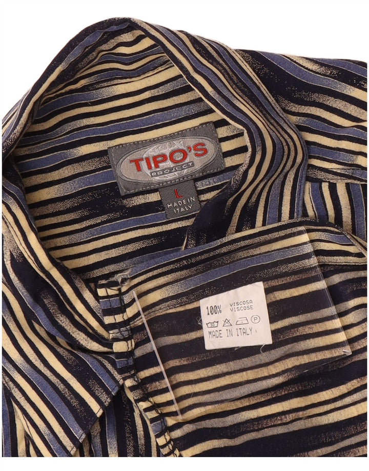 Tipo' S Chemise Manches Courtes Homme Grande Viscose Rayée Multicolore