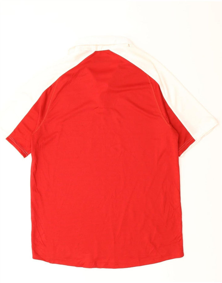 ADIDAS Mens Polo Shirt Medium Red Colourblock Polyester