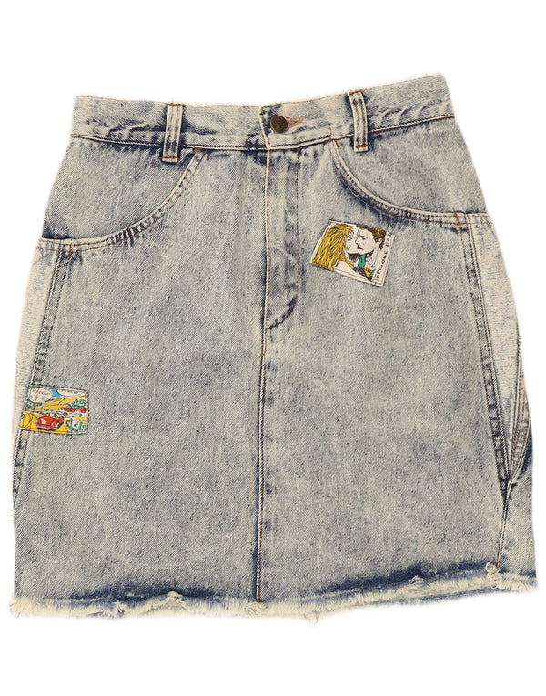 Vintage Womens Denim Skirt Small W26 Blue