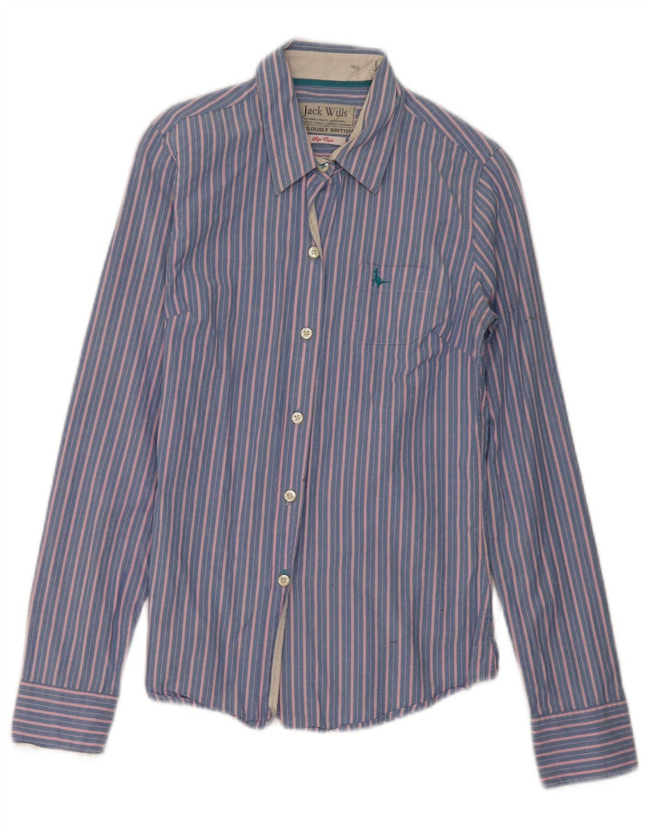 Jack Wills Chemise Femme UK 8 Petit Coton Rayé Bleu