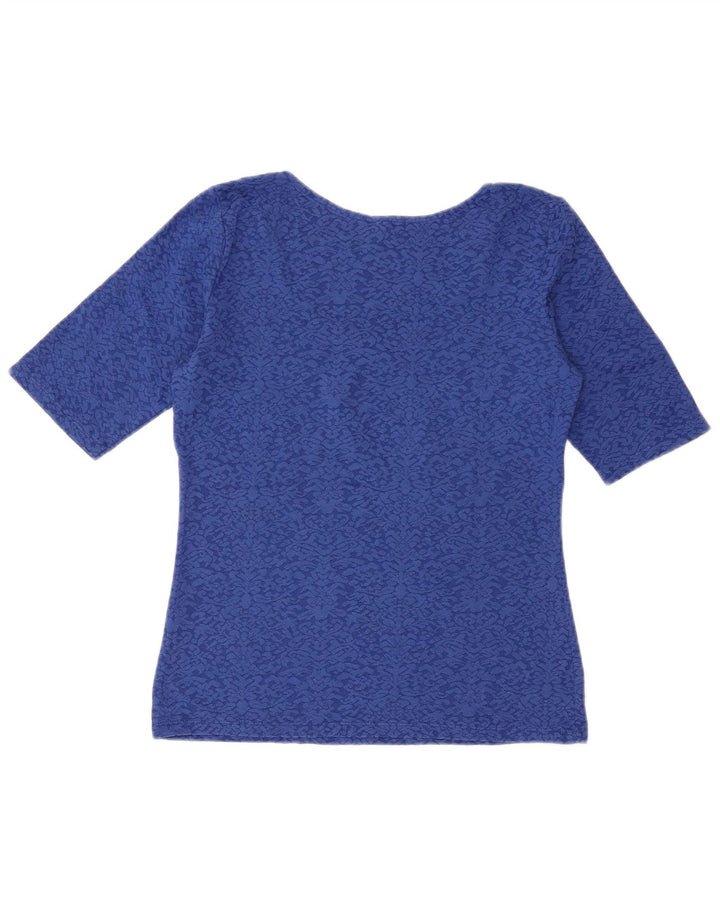 BENETTON Chemisier Femme Top UK 12 Bleu Moyen Paisley Coton