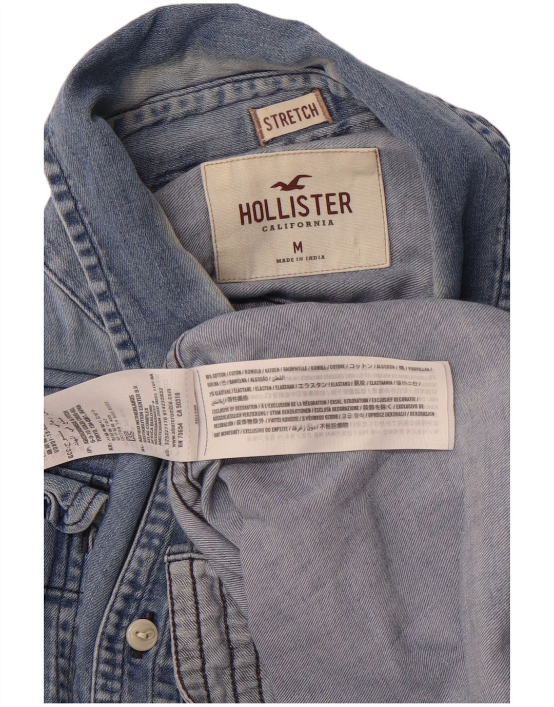 HOLLISTER Chemise en Jean Bleu Moyen Coton Homme