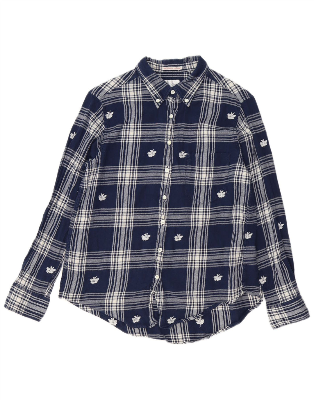 GANT Chemise en flanelle pour femme UK 14 Medium Navy Blue Plaid Cotton