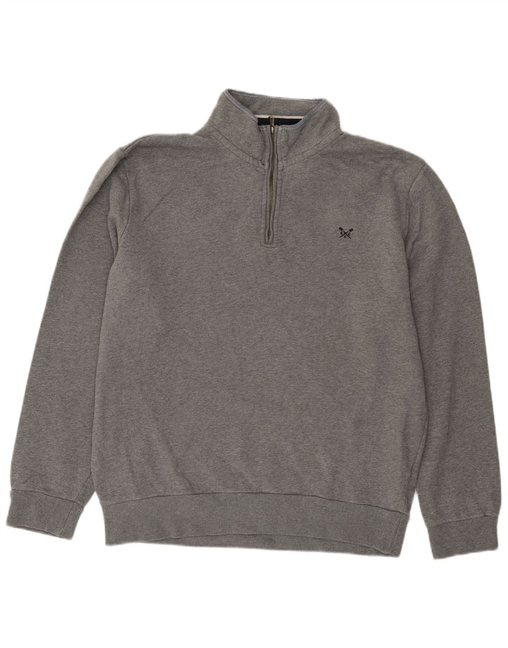 CREW CLOTHING Sweat-Shirt Col Zippé Homme XL Gris Coton