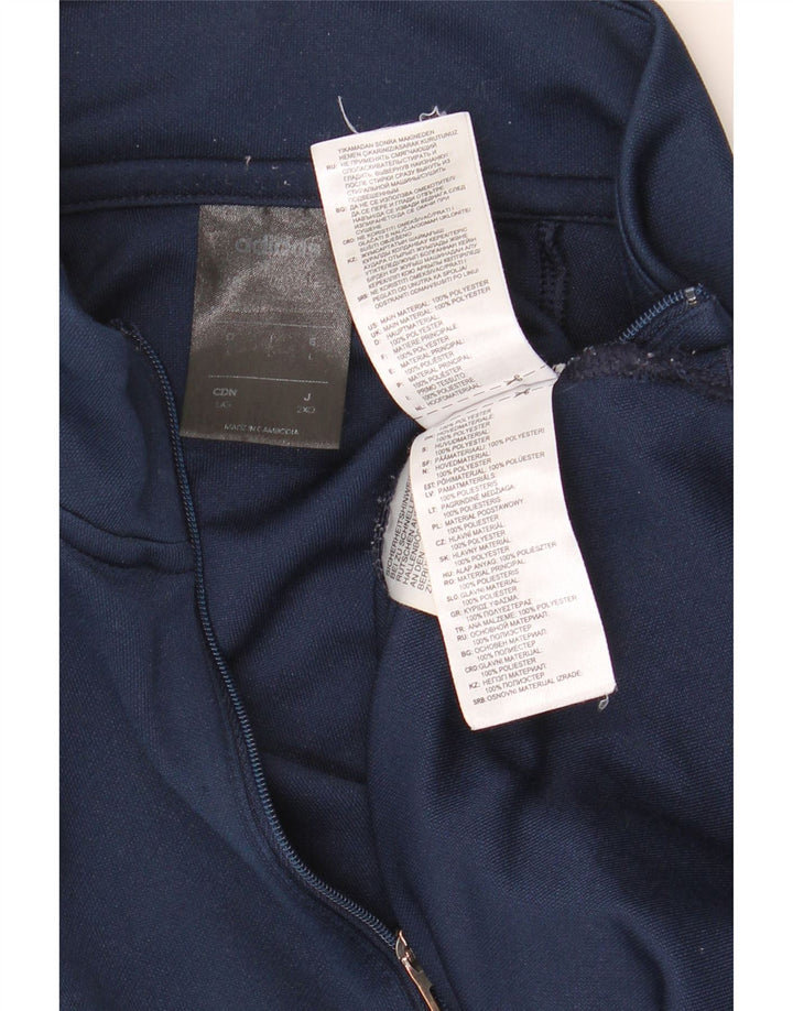 Adidas Hommes Climalite Zip Neck Top Manches Longues Grand Bleu Marine Polyester