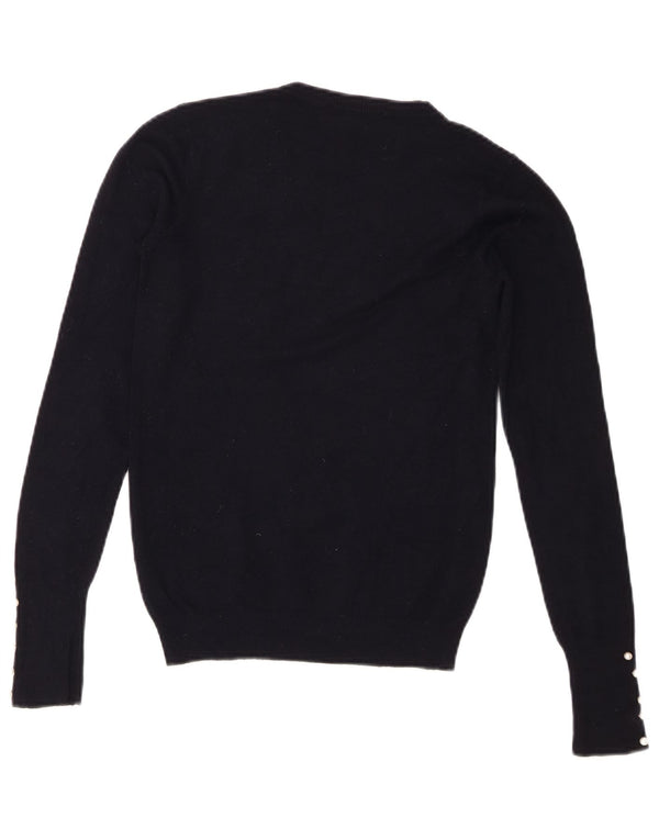 Zara Pull ras du cou pour femme UK 10 Small Bleu marine Viscose