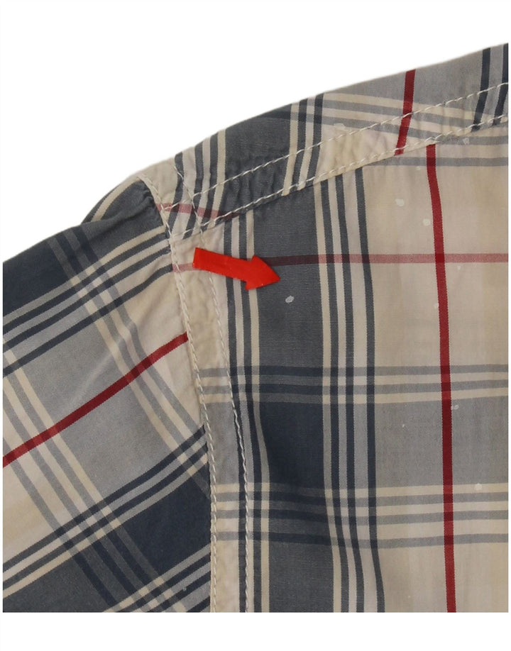 Weird Fish Chemise à manches courtes pour homme en coton à carreaux bleus