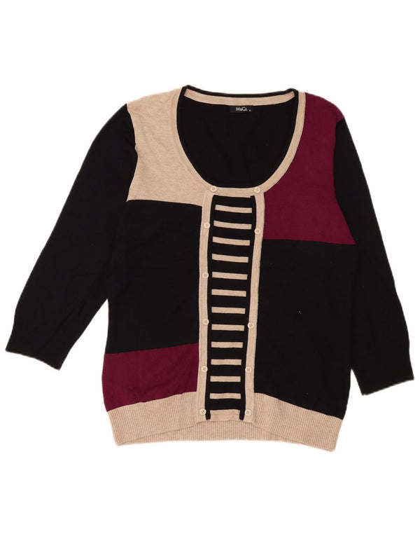 M&Co Pull col bateau pour femme UK 14 Medium Noir Colourblock