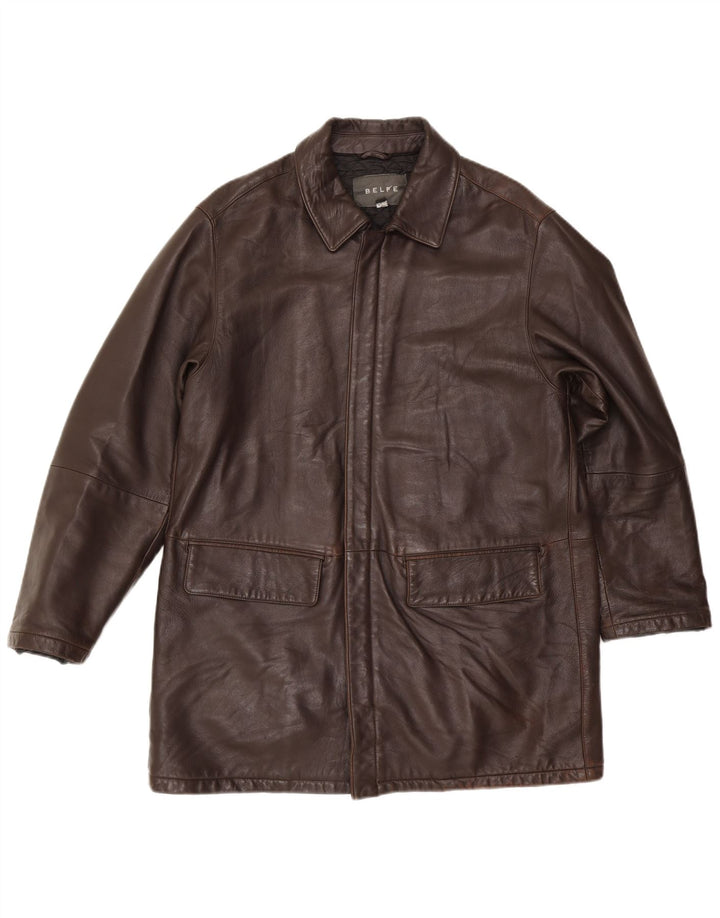 Belfe & Belfe Veste en cuir pour homme UK 38 Cuir marron moyen