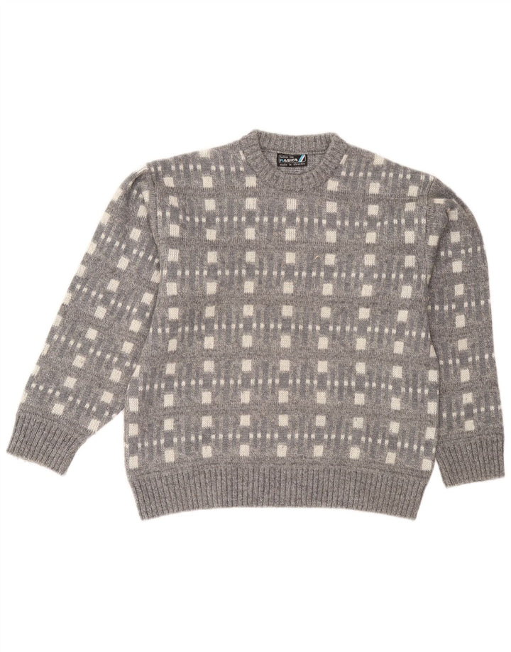 Rasica Pull à col rond pour homme, grand gris géométrique