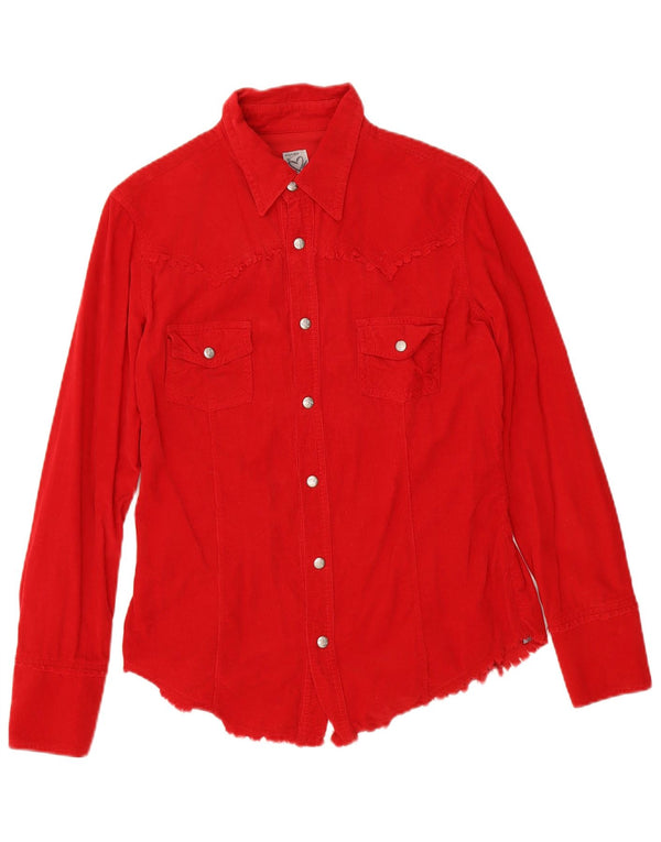 Phard Chemise en velours côtelé pour femme UK 12 Coton rouge moyen