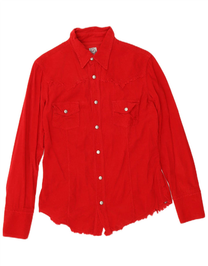 Phard Chemise en velours côtelé pour femme UK 12 Coton rouge moyen