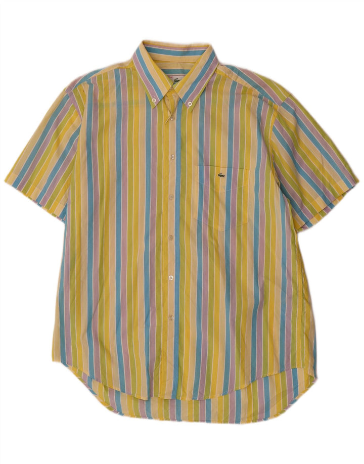LACOSTE Chemise à manches courtes homme taille 42 grand coton rayé multicolore