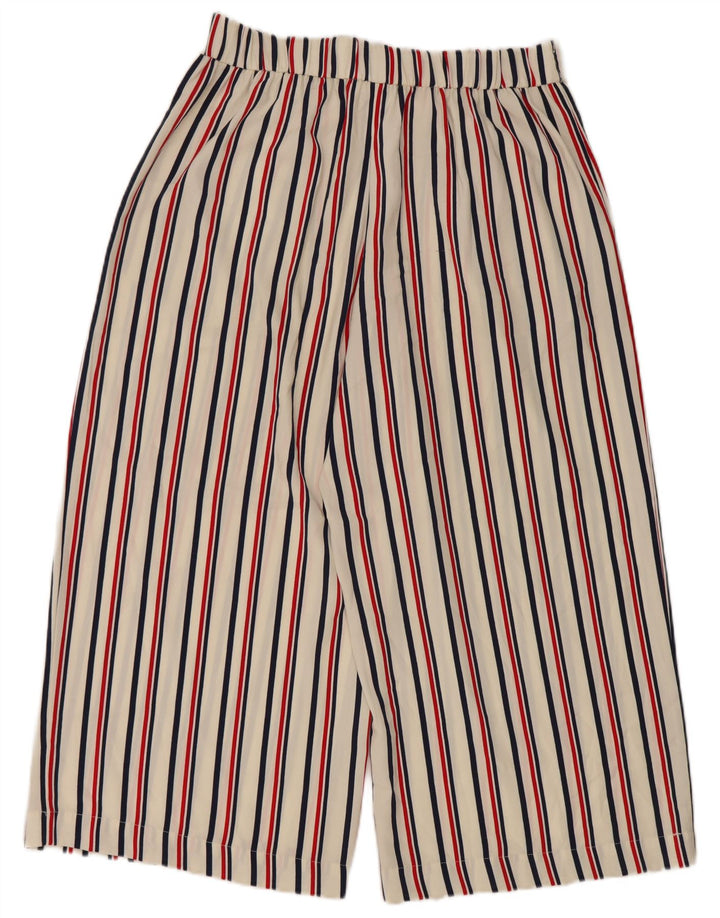 Zara Pantalon Capri Femme Large W34 L22 Blanc Rayé