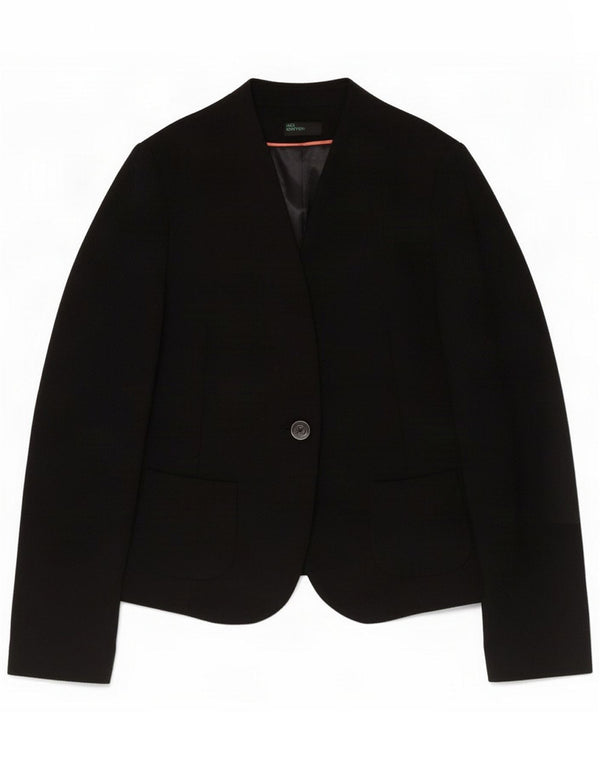 Benetton Veste blazer 1 bouton pour femme IT 42 Noir moyen Polyester