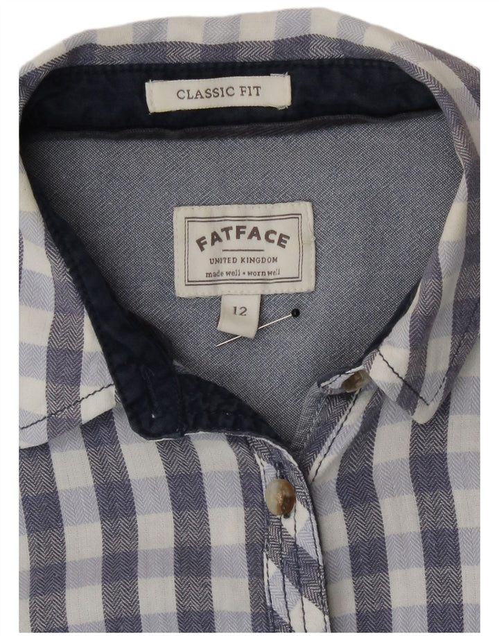 Fat Face Chemise coupe classique pour femme UK 12 Bleu moyen en coton vichy