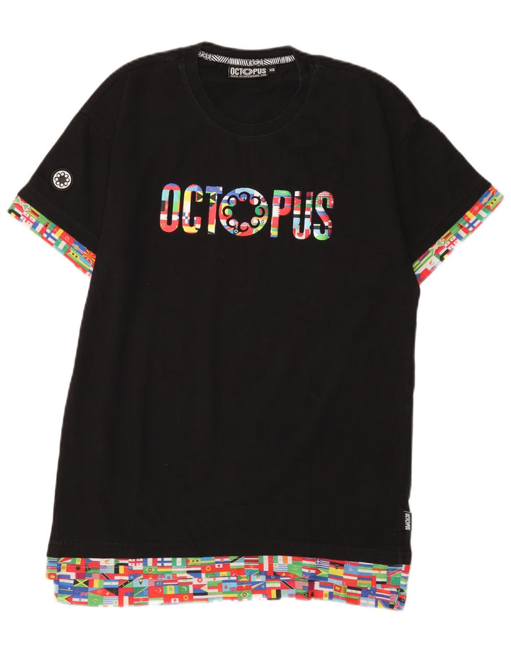 Octopus Mens Graphic T-Shirt Top XS Noir Géométrique