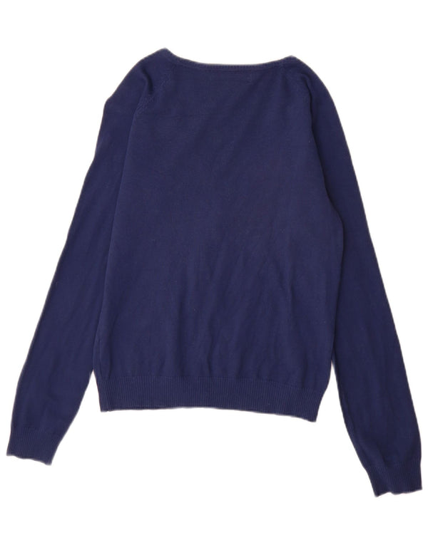 Zara Womens Cardigan Sweater UK 14 Large Bleu Marine Coton