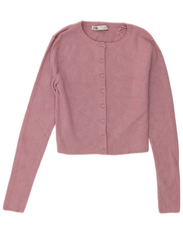 Zara Femme Crop Top UK 14 Large Rose Viscose