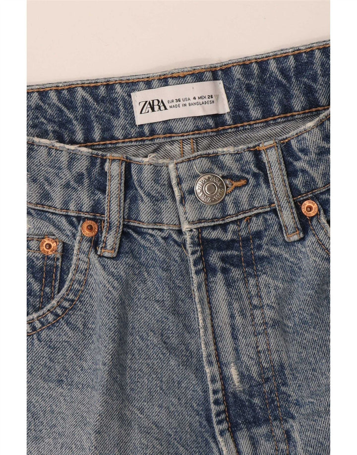 Zara Short en jean vieilli pour femme EU 36 XS W26 Bleu