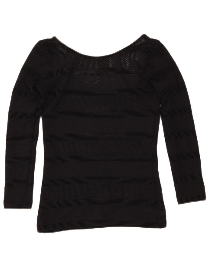 GUESS Pull court à col bateau pour femme UK 4 XS Noir rayé