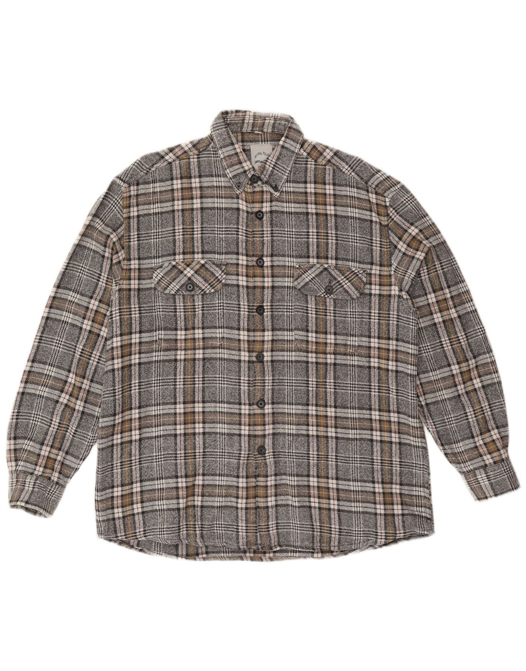 vintage Chemise en flanelle homme Taille 41/42 Grand coton à carreaux gris