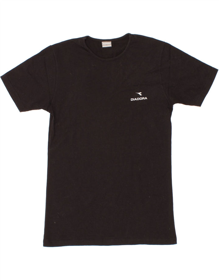 DIADORA Womens T-Shirt Top US 4 Small Black Cotton Vintage Diadora and Second-Hand Diadora from Messina Hembry 