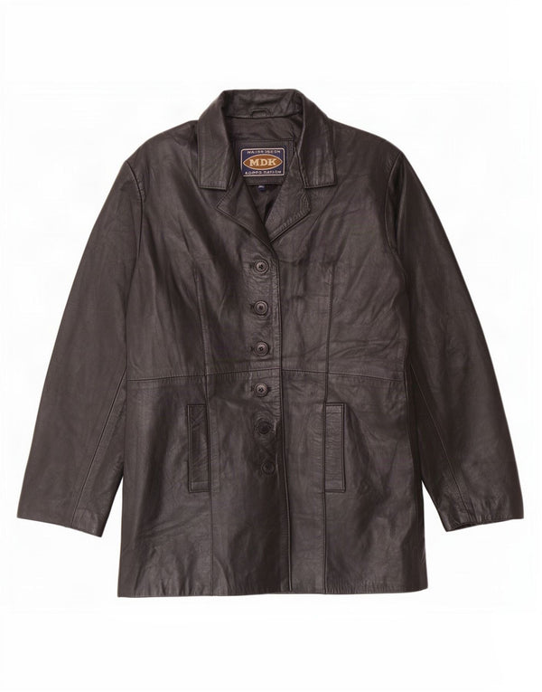 MDK Veste blazer en cuir à 6 boutons pour femme UK 18 XL Noir