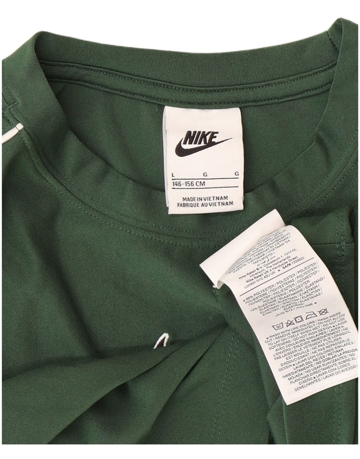 Nike Girls Crop Top Manches Longues 12-13 ans Large Vert Polyester