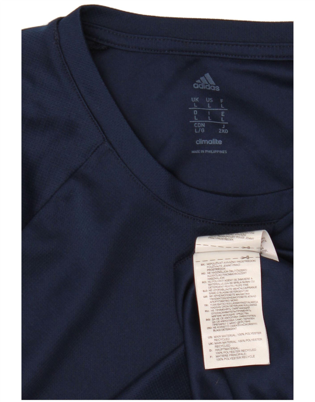 Adidas Hommes Climalite Graphic T-Shirt Top Large Bleu Marine Polyester