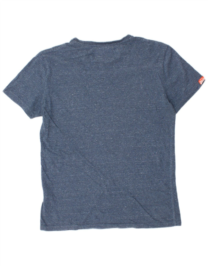 SUPERDRY Homme T-Shirt Top Bleu Marine Moucheté Coton
