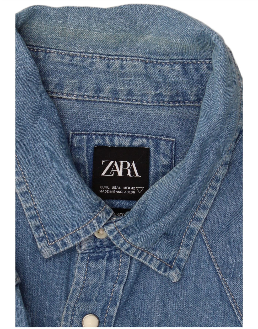 Zara Homme Chemise En Jean Large Bleu Coton