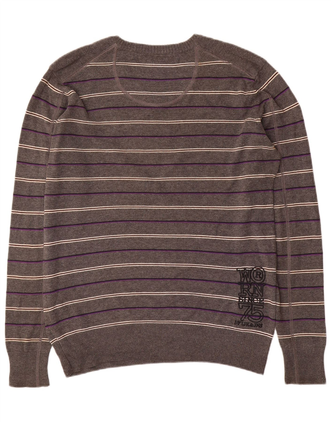 Jack & Jones Pull Graphique Col V Homme Large Gris Rayé