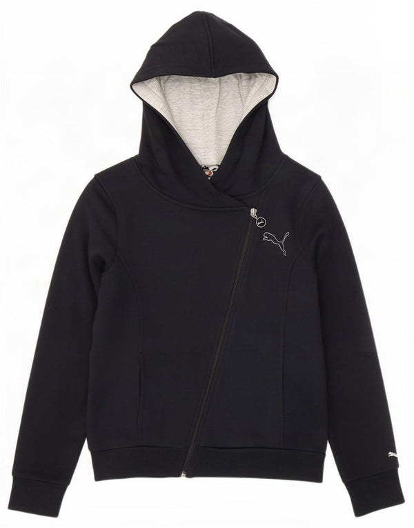 Puma Pull à capuche zippé pour femme UK 12 Coton noir moyen
