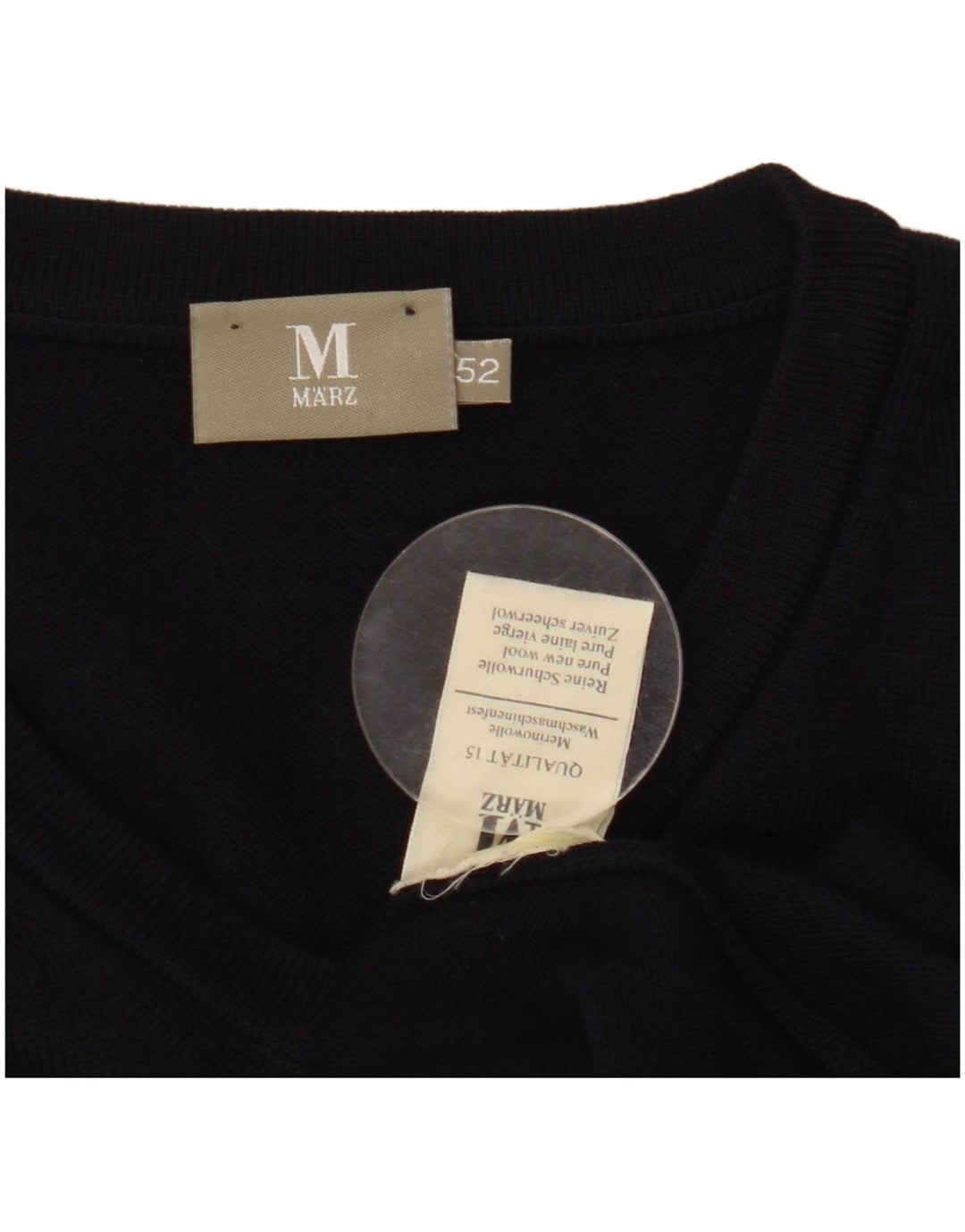 MARZ Pull Col V Homme IT 52 Large Bleu Marine Laine