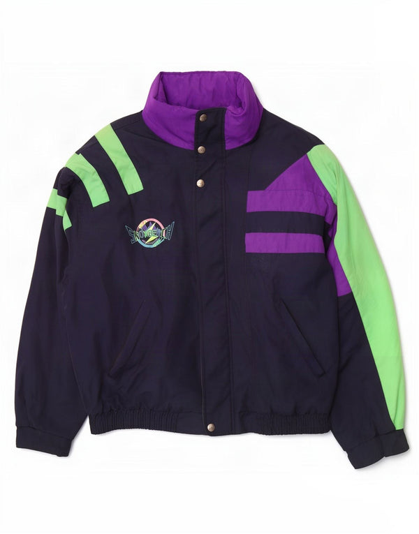 Fila Veste de ski à capuche pour homme IT 50 Large Bleu Marine Colorblock Polyester