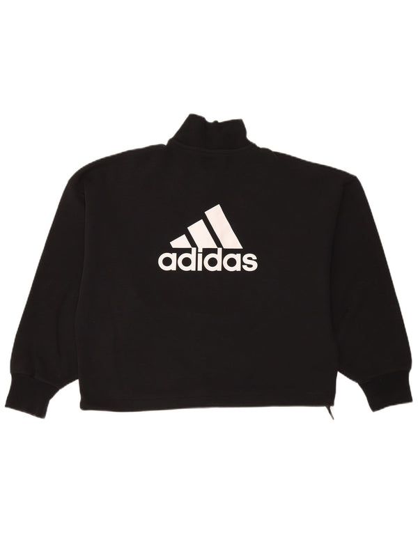 Adidas Sweat-shirt surdimensionné à col zippé pour femme UK 8/10 Petit Noir