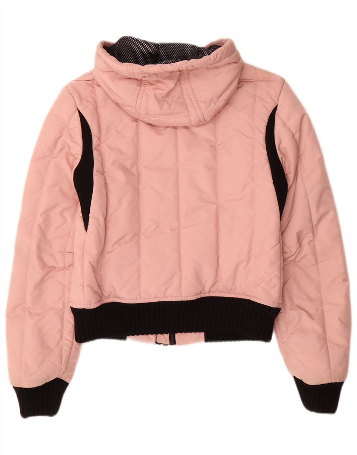 Refrigiwear Veste bomber à capuche courte pour femme UK 12 Nylon rose moyen