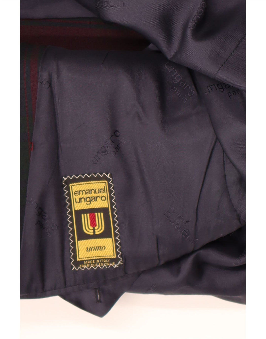 Emanuel Ungaro Veste blazer à 2 boutons pour homme UK 38 à carreaux bordeaux moyen