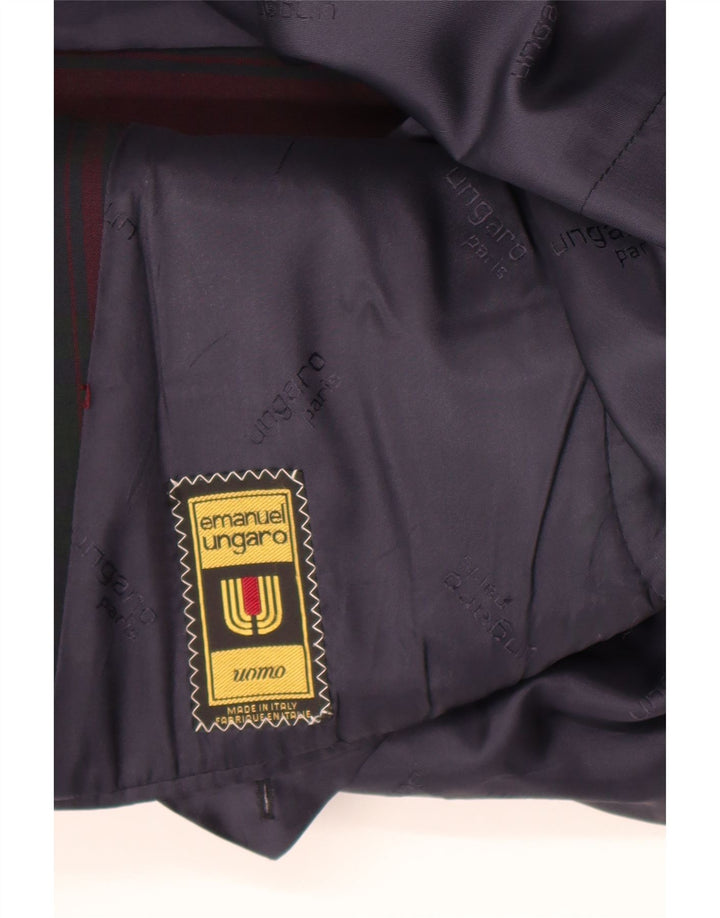 Emanuel Ungaro Veste blazer à 2 boutons pour homme UK 38 à carreaux bordeaux moyen