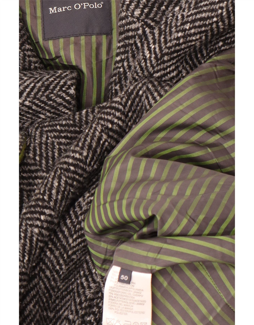 MARC O'POLO Pardessus Homme IT 50 Large Laine à Chevrons Gris