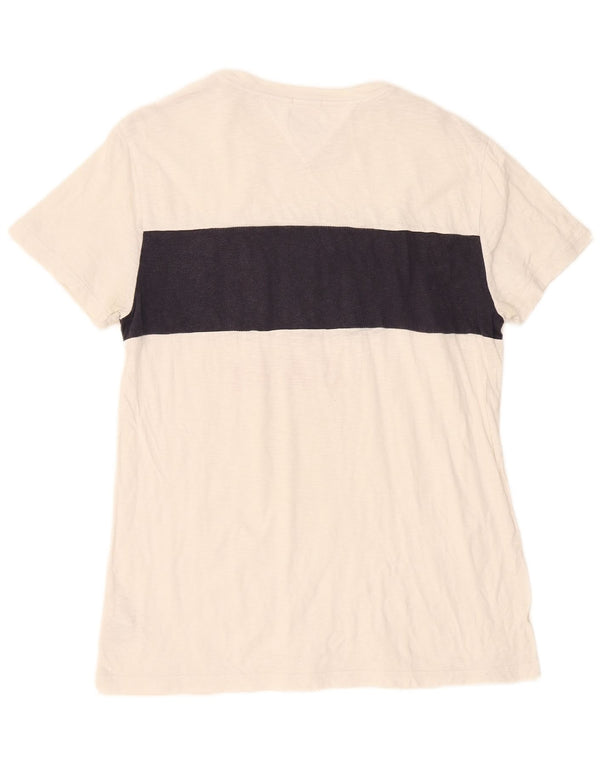 Tommy Hilfiger T-shirt graphique coupe classique pour hommes, grand color block blanc
