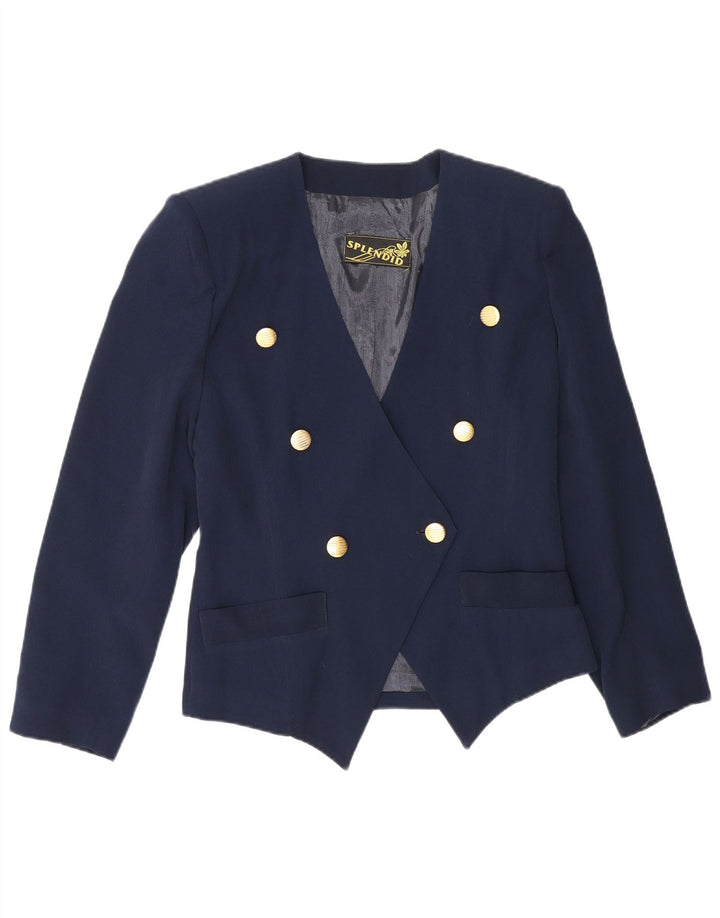 Veste Blazer Double Boutonnage Femme Vintage IT 44 Bleu Marine Moyen