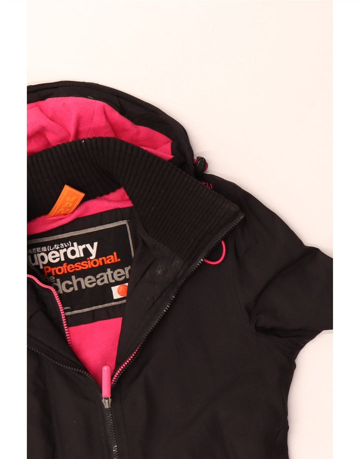 SUPERDRY Veste coupe-vent à capuche Windcheater pour femme UK 18 XL Nylon noir