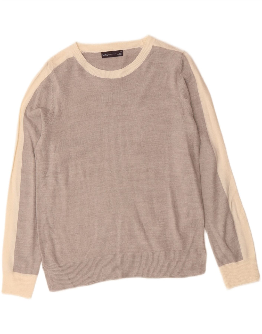 MARKS & SPENCER Pull col bateau pour femme UK 12 Gris moyen