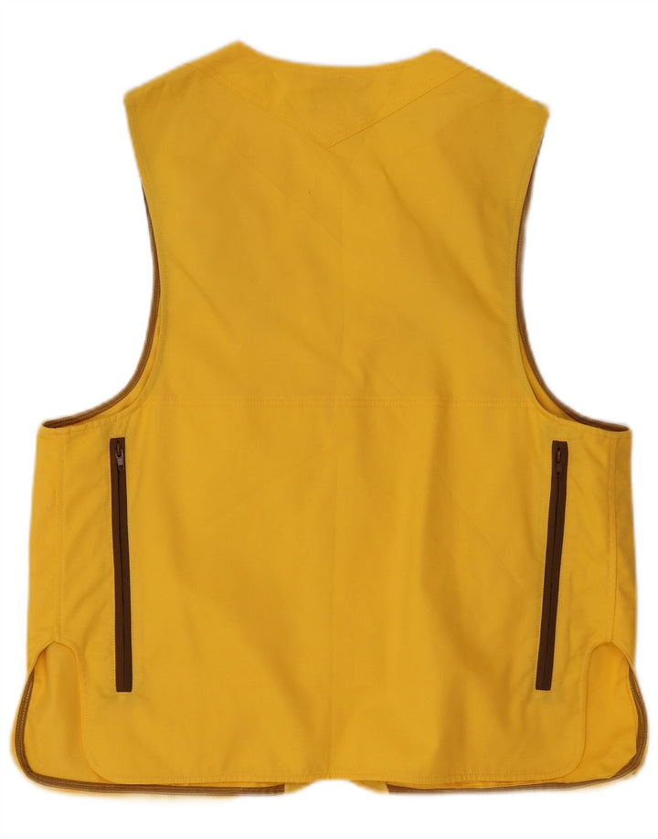 VINTAGE Gilet utilitaire pour hommes UK 40 Grand jaune colorblock polyester